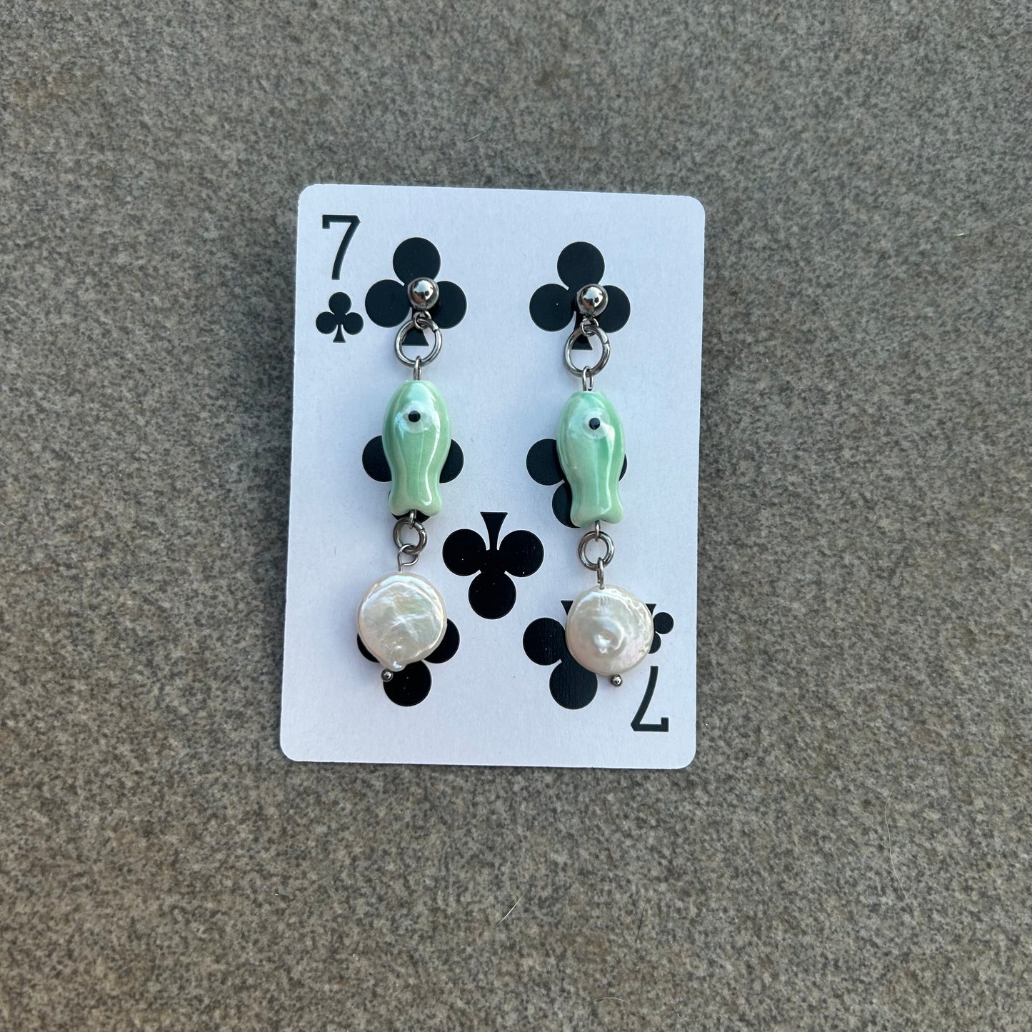 Fish pearl earrings