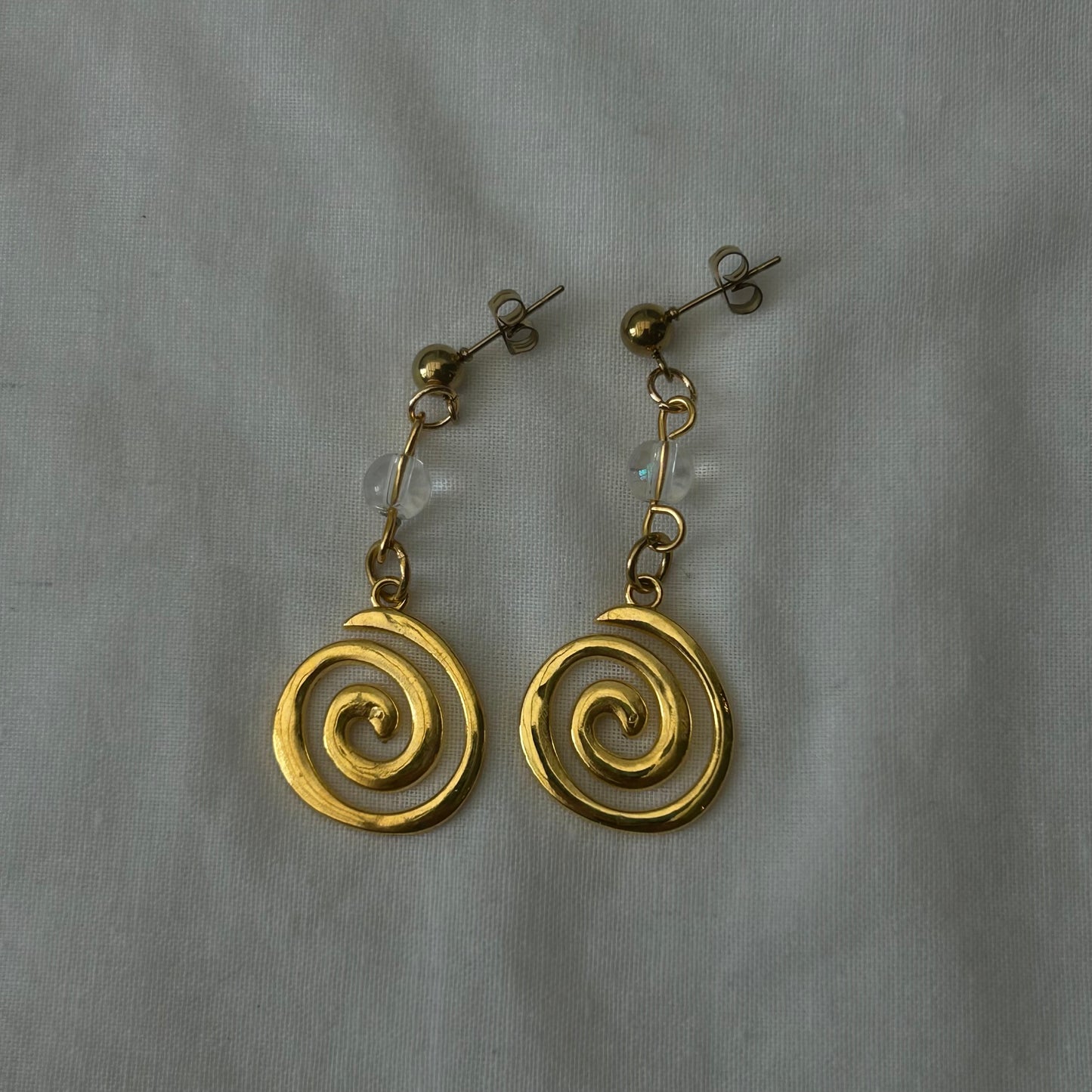Gold spiral studs with bead