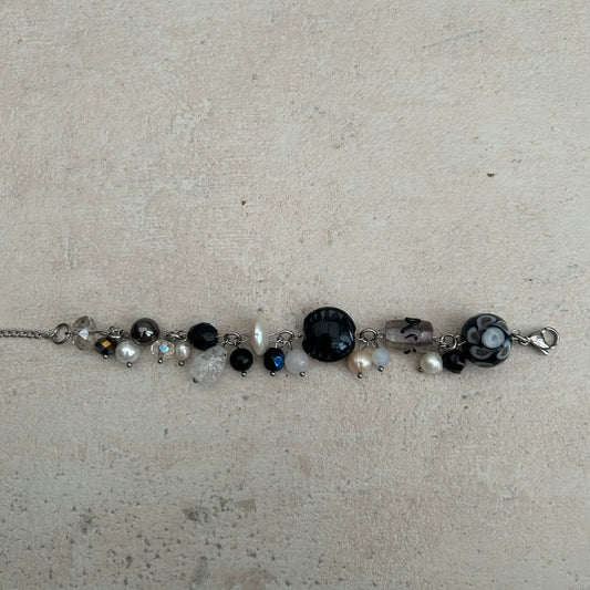 black and white cluster bracelet
