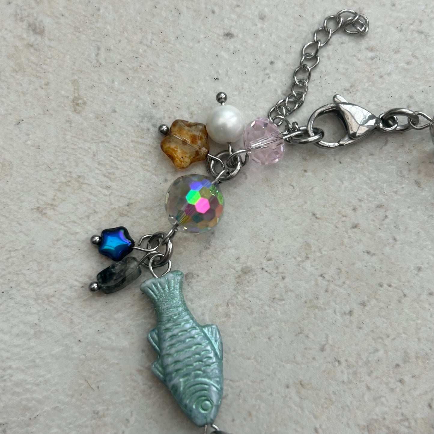 glass fish cluster bracelet