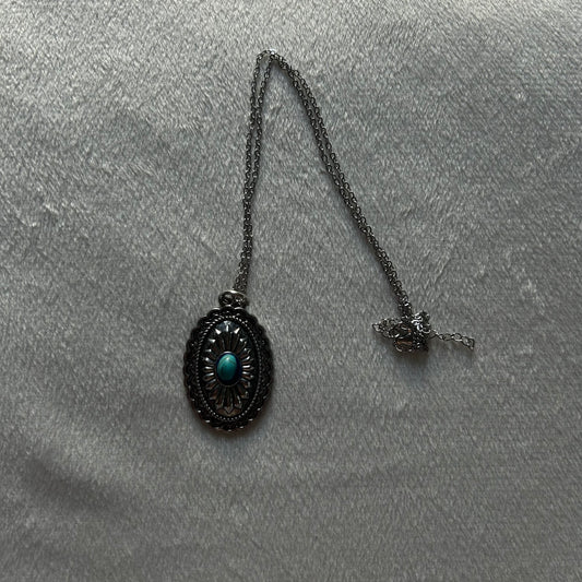 teal imitation stone pendant necklace