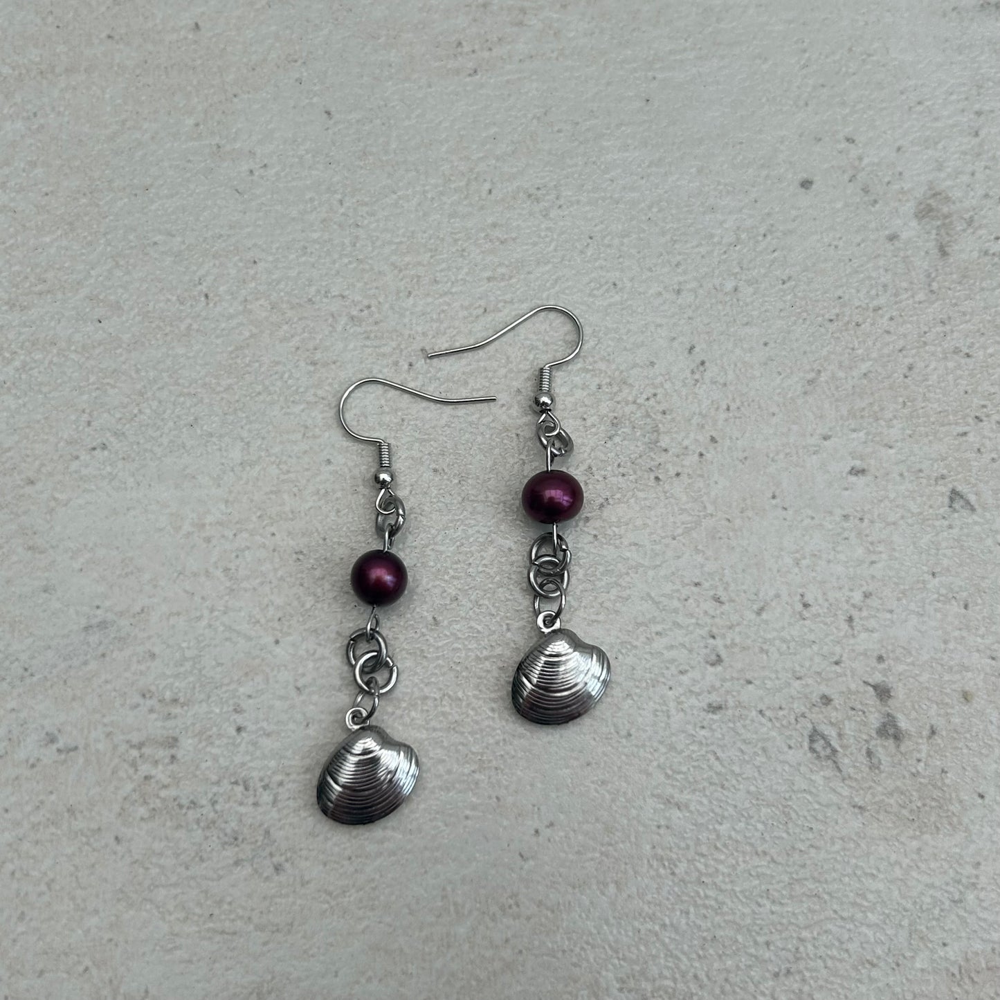 Freshwater pearl shell earrings