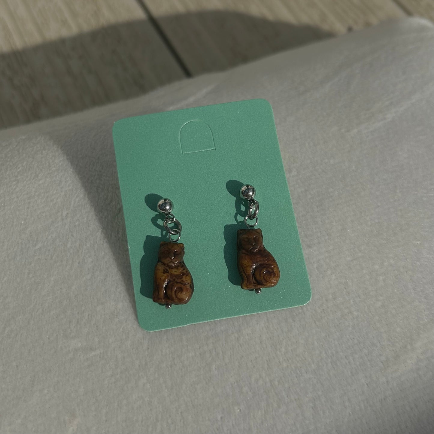 Glass Czech cat earrings