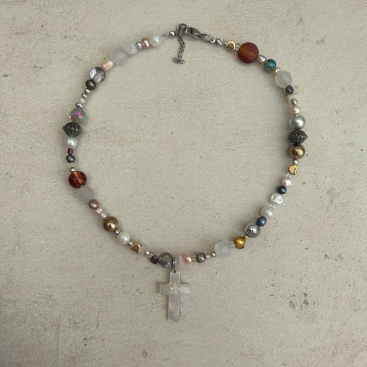 Cross beaded necklace