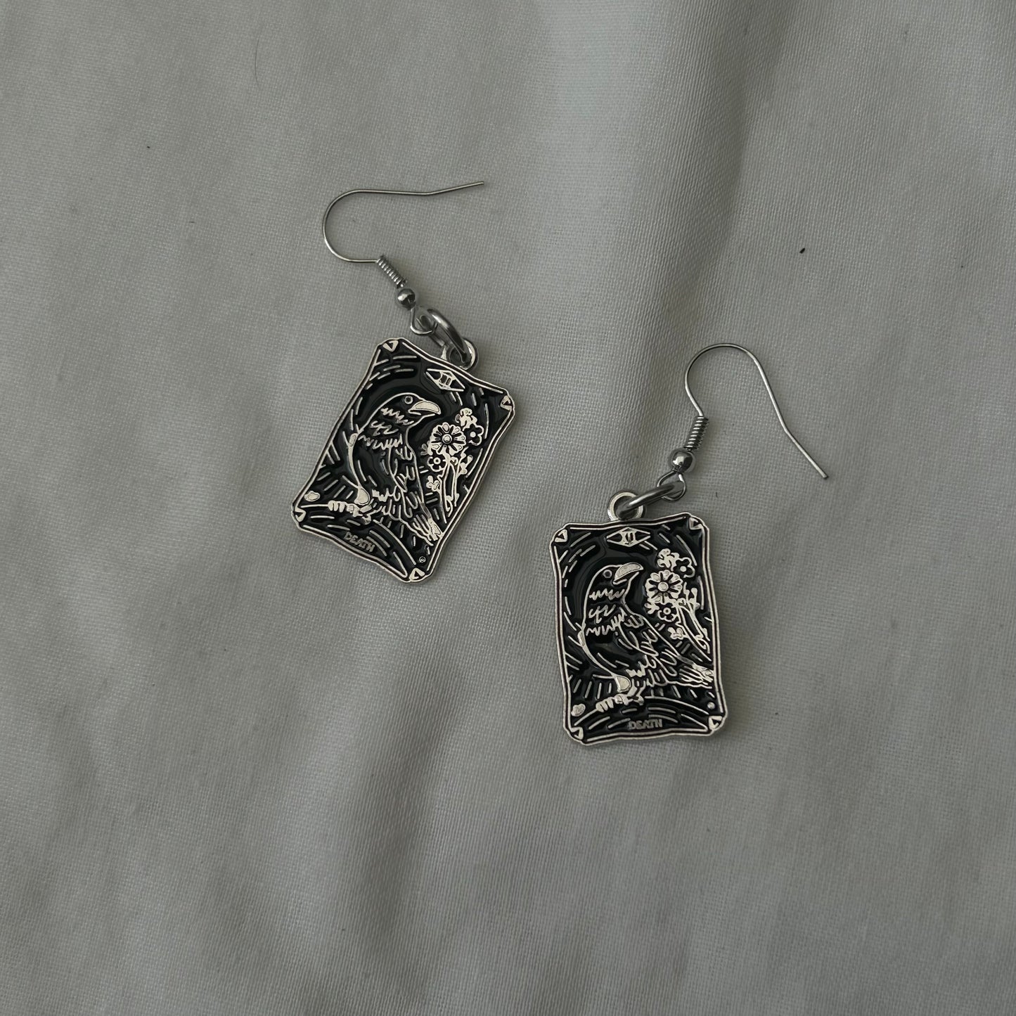 Death tarot card earrings