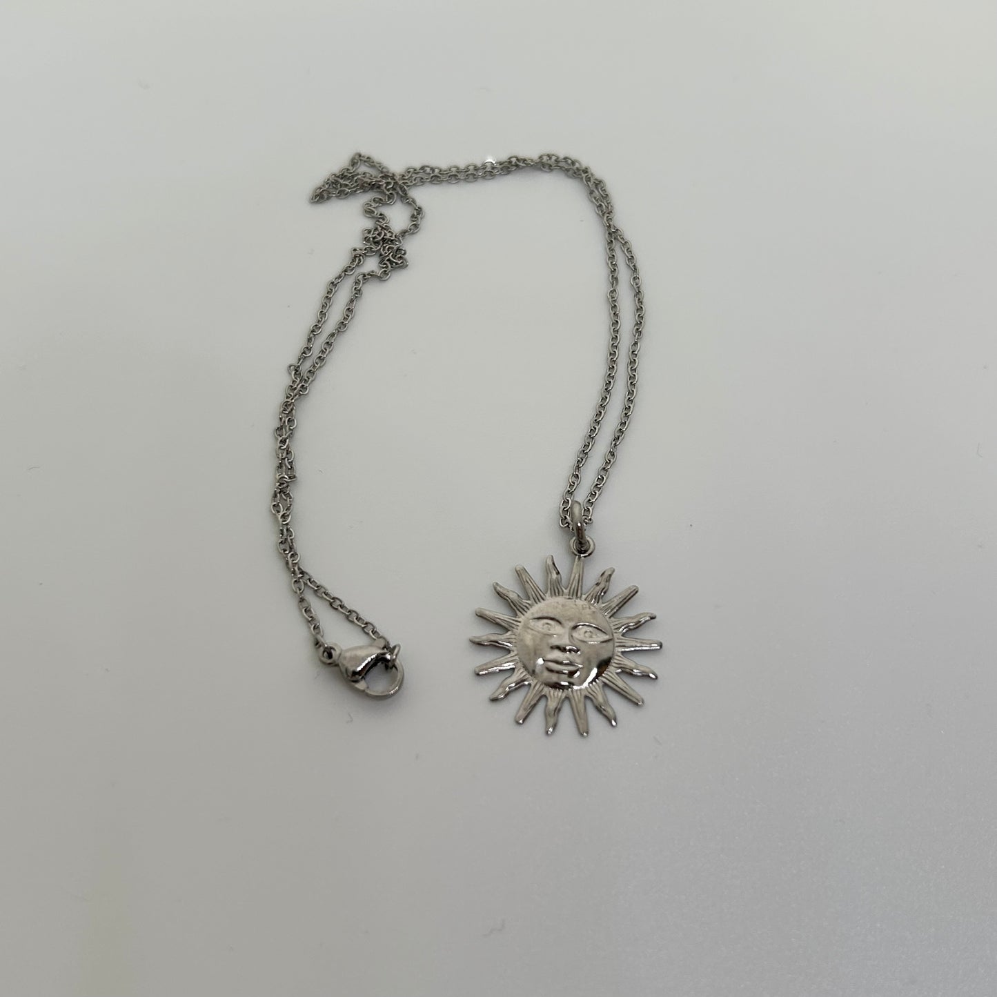 Stainless steel silver sun necklace