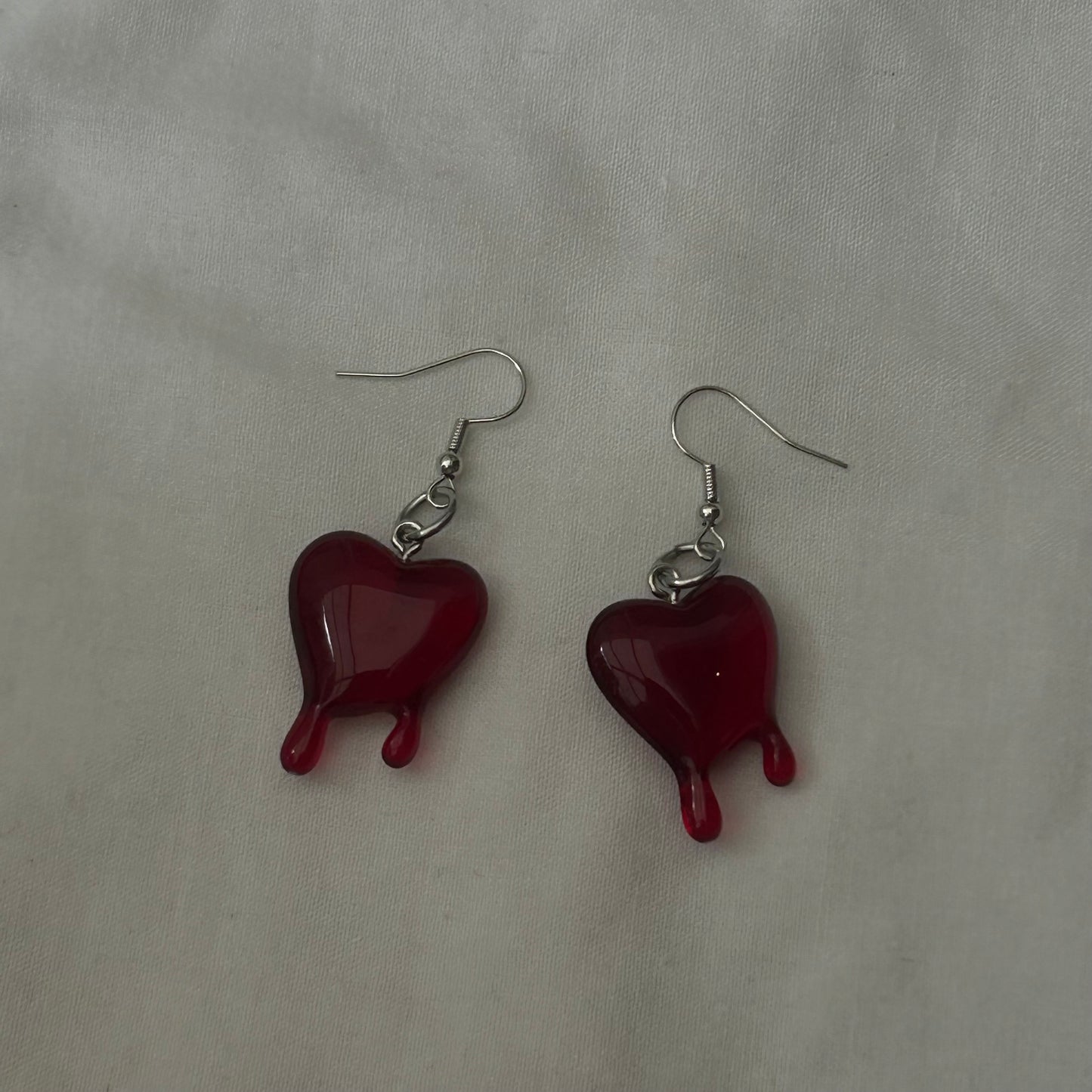 Red gory heart earrings