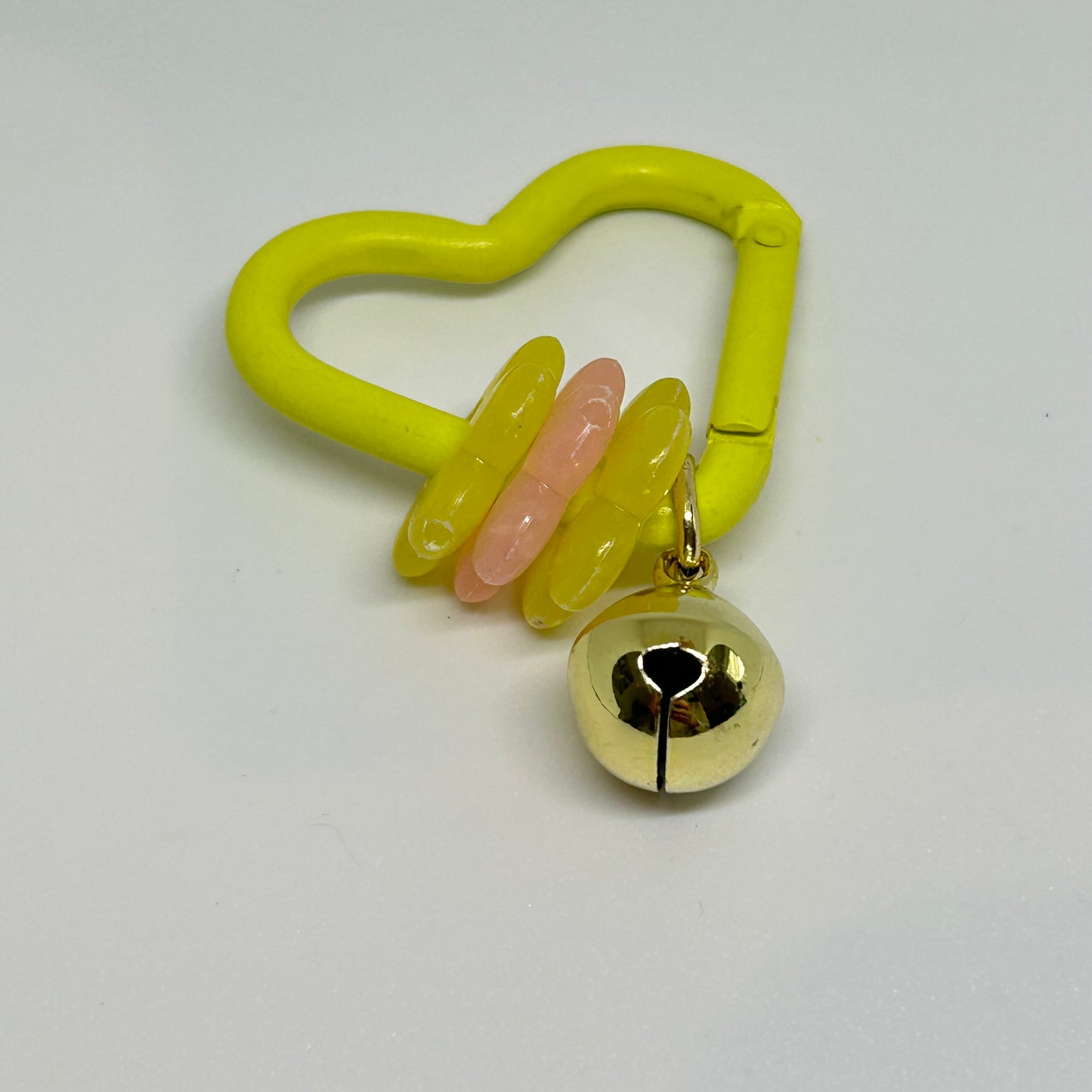 Jingle bell heart yellow carabiner