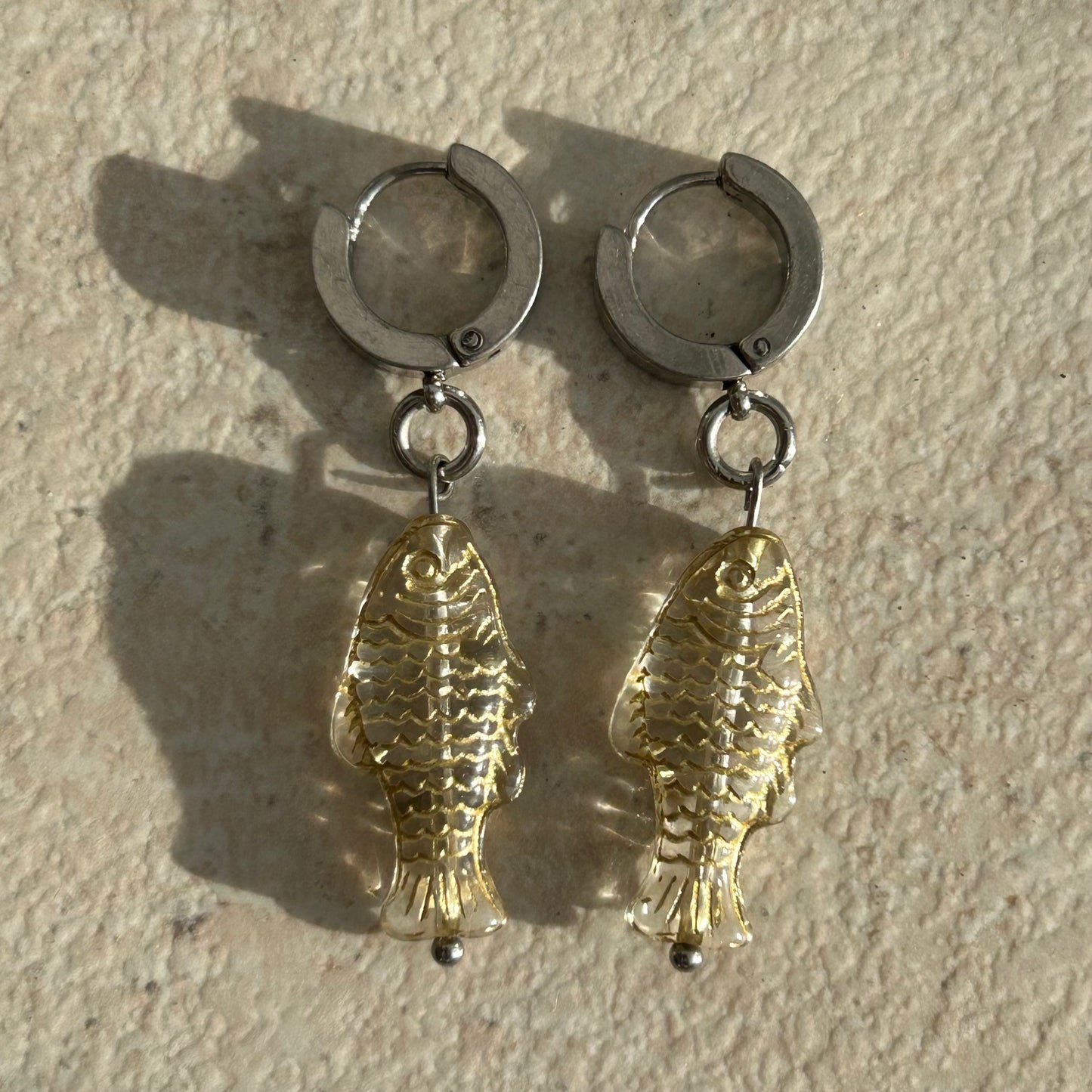 Gold on gold fish earrings