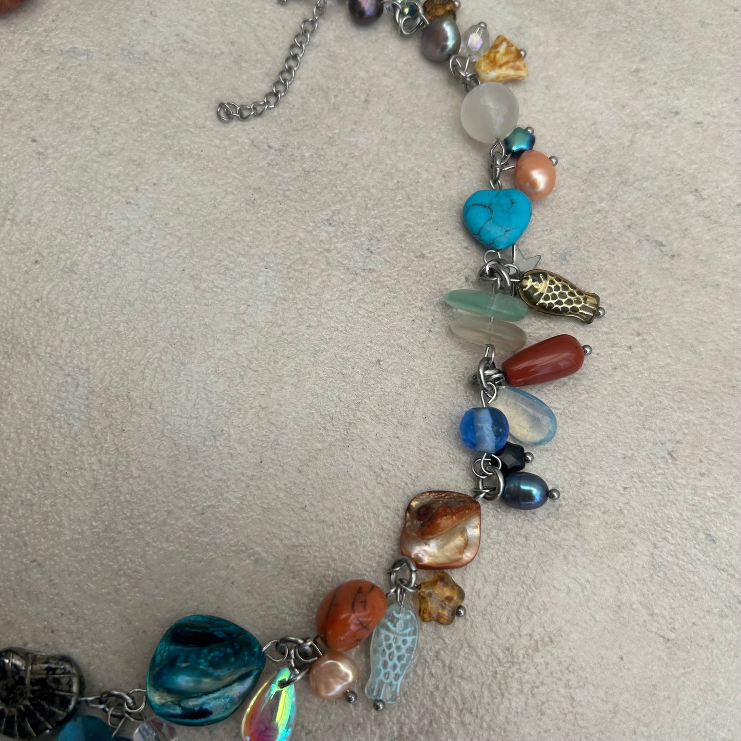 blue & orange fish necklace