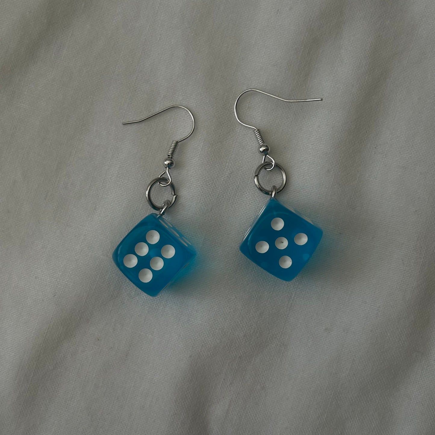 Blue dice earrings