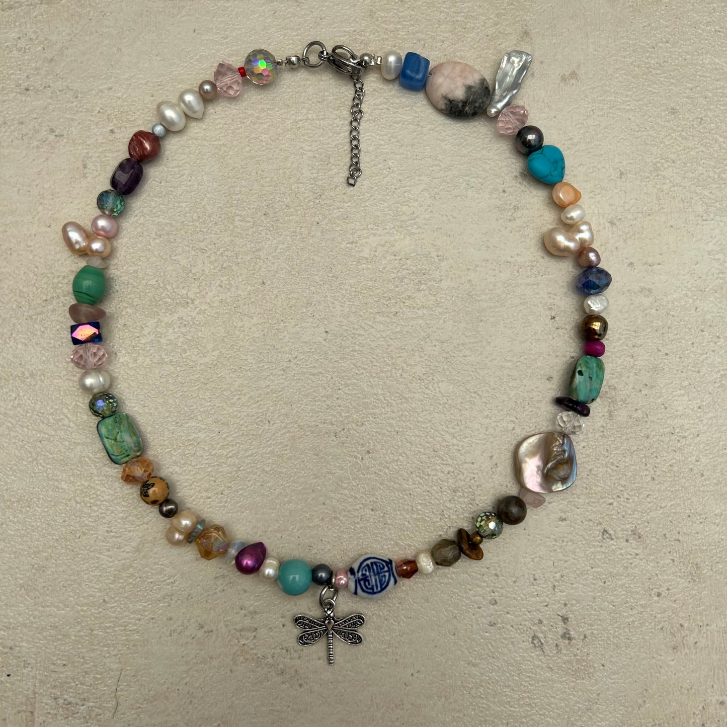 Dragonfly beaded necklace
