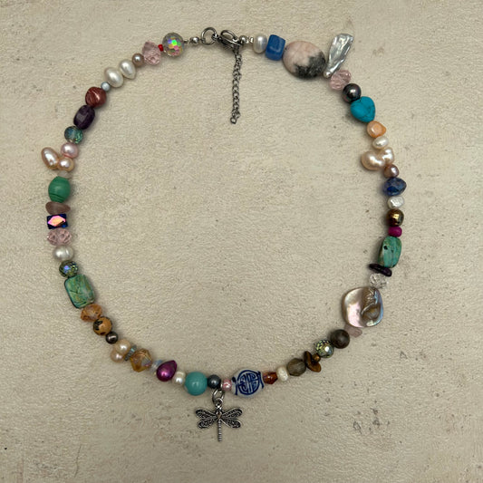Dragonfly beaded necklace