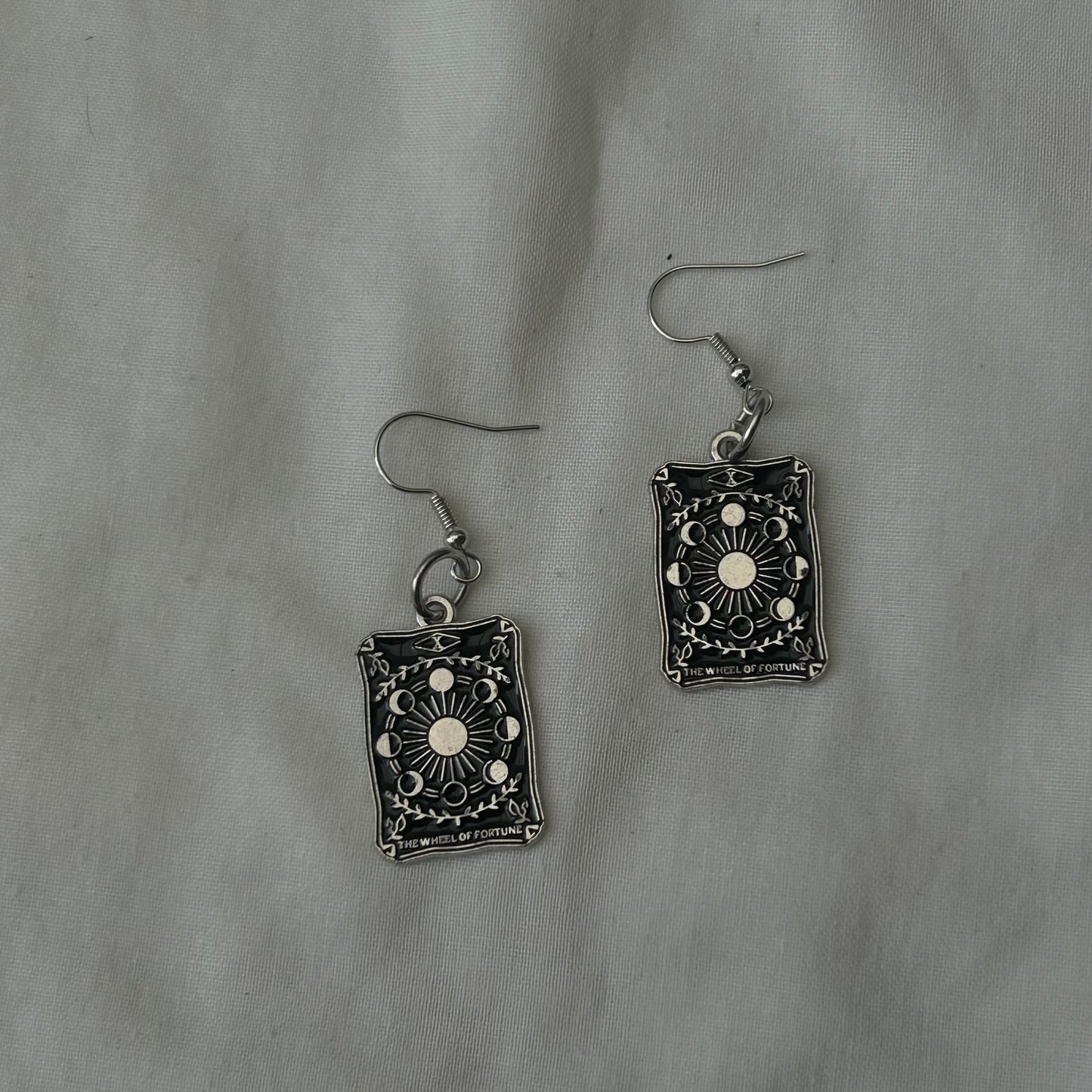 The wheel of fortune tarot card earrings