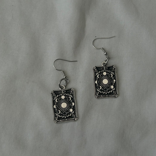 The wheel of fortune tarot card earrings