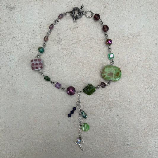 purple and green fairy necklace