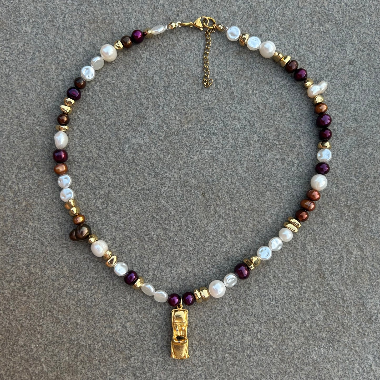 Freshwater pearl car necklace