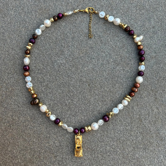 Freshwater pearl car necklace