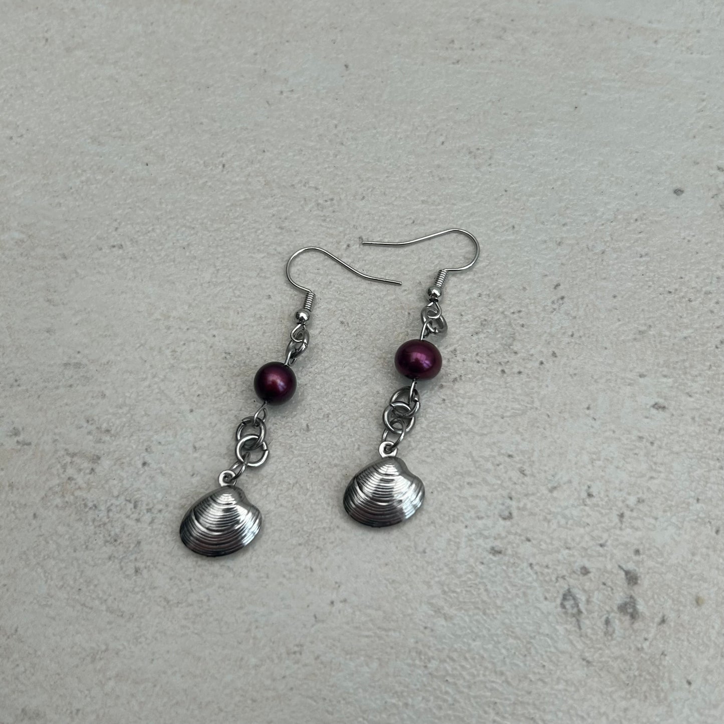 Freshwater pearl shell earrings