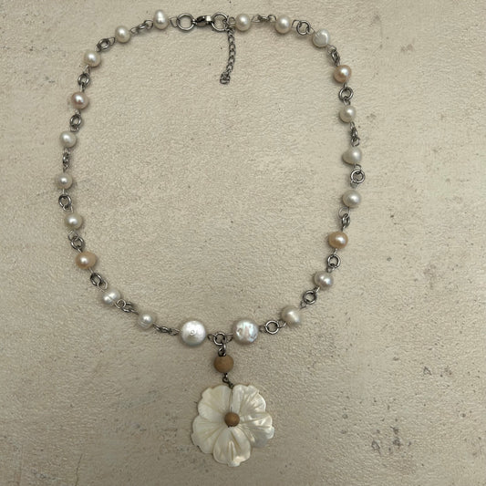 white flower necklace