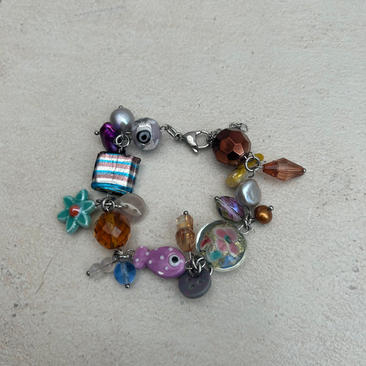 Purple polka dot fish bracelet