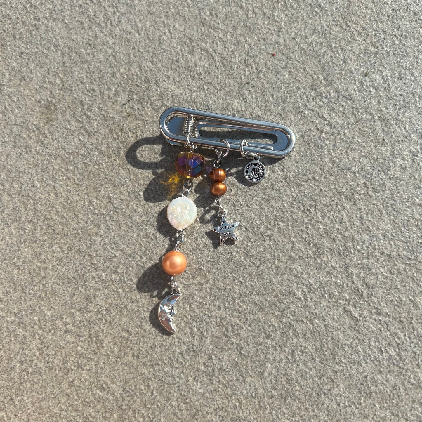 Orange beaded hair clip