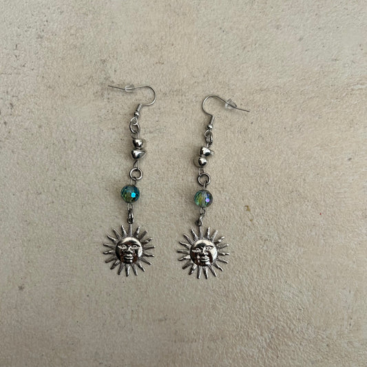 Blue crystal sun earrings
