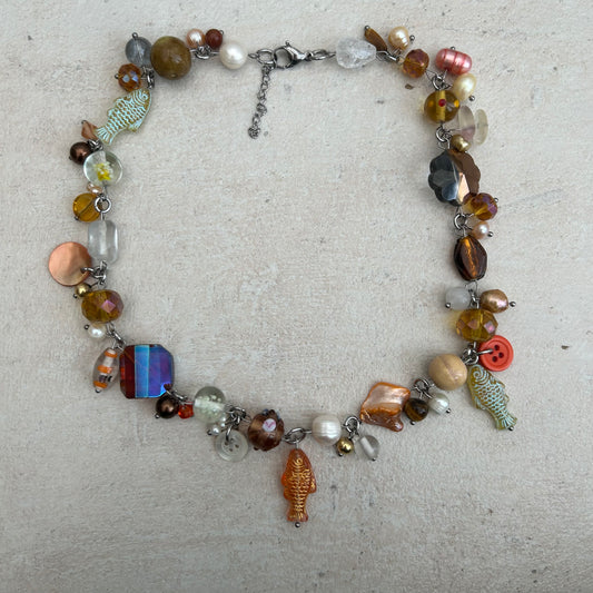 glass orange goldfish necklace