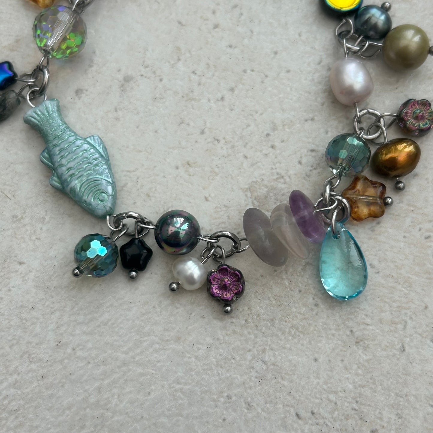glass fish cluster bracelet