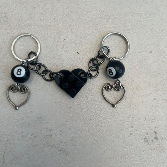Black and silver matching key ring