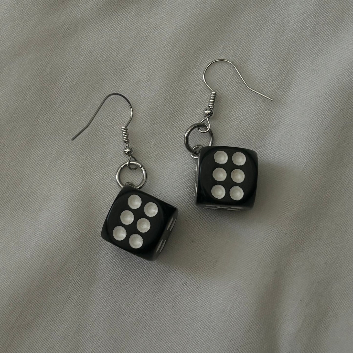 Black dice earrings