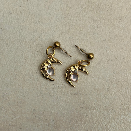 Crescent moon stud earrings