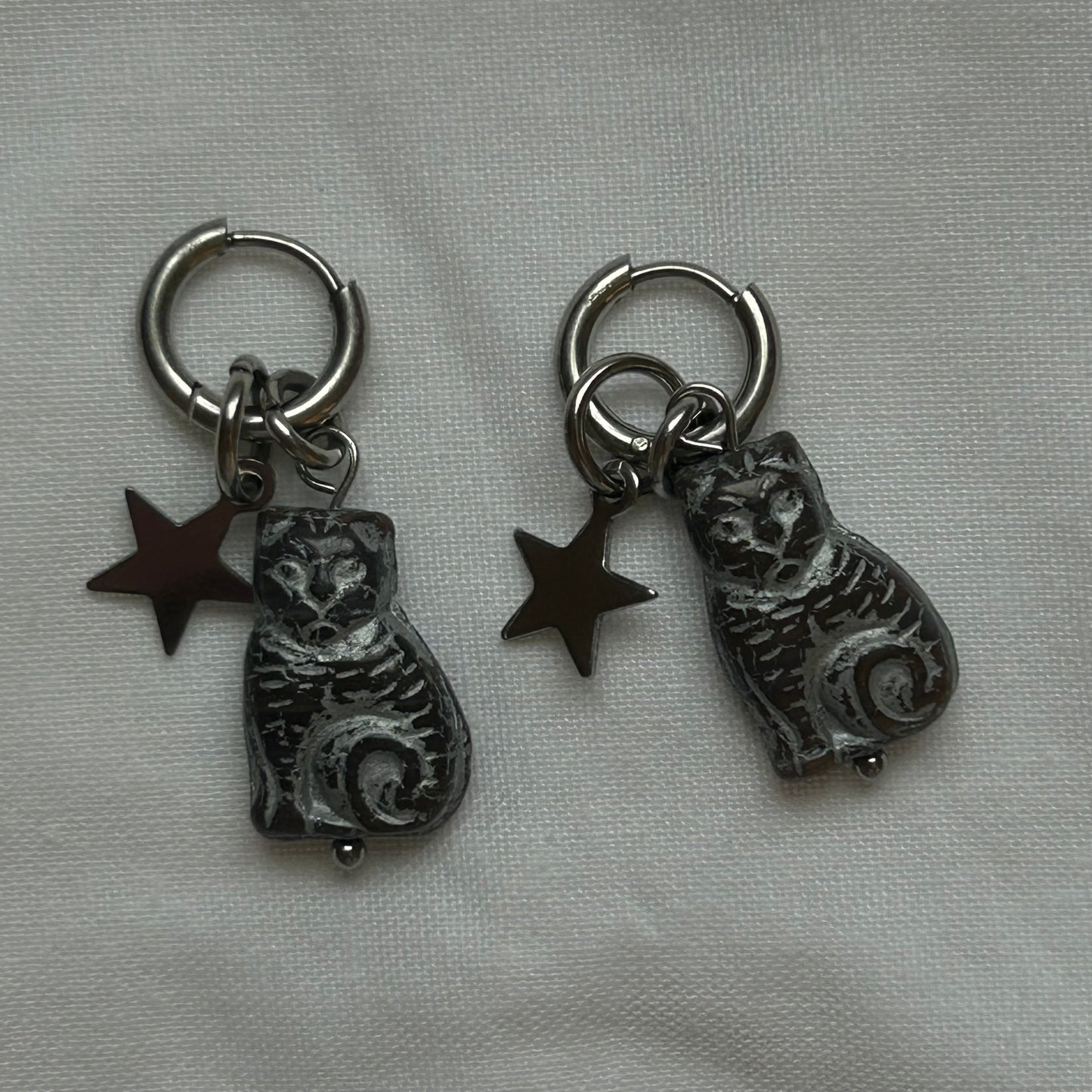 Glass cat earrings
