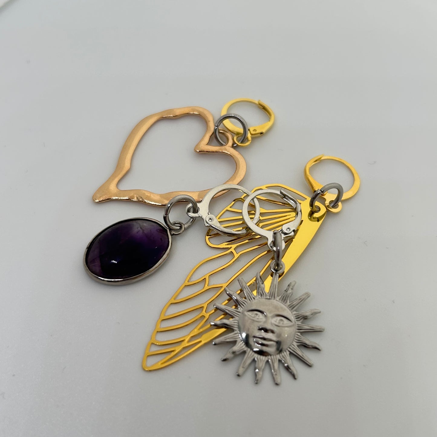 Mixed silver and gold bag charms
