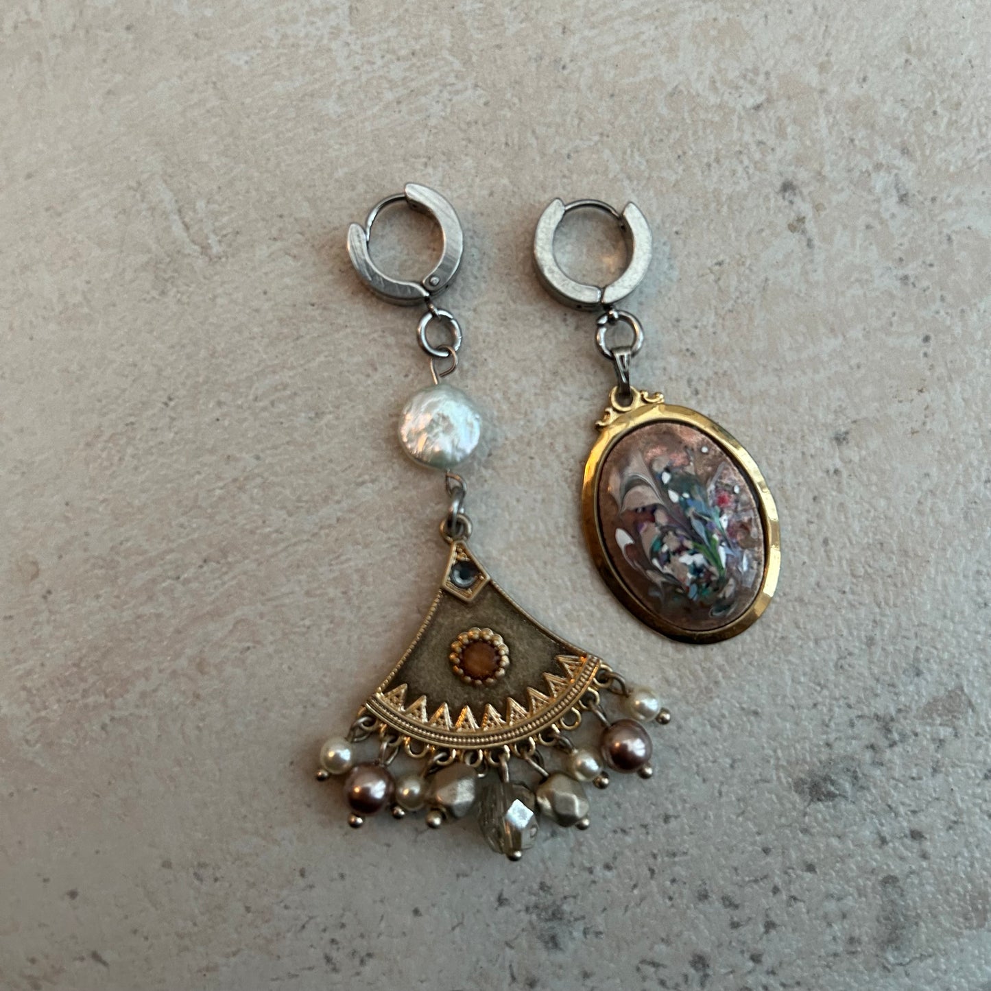 Stainless steel mixed charm earrings