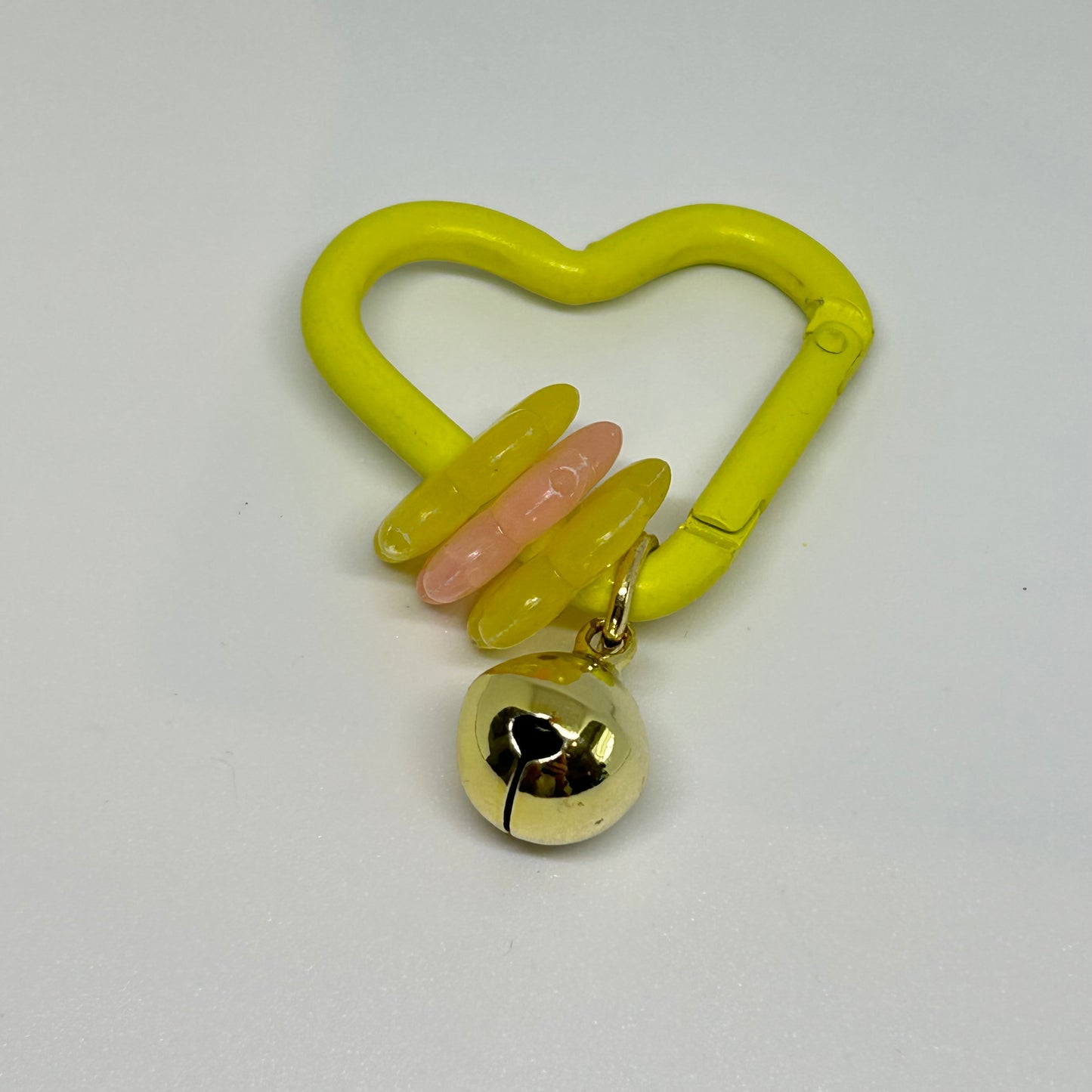 Jingle bell heart yellow carabiner