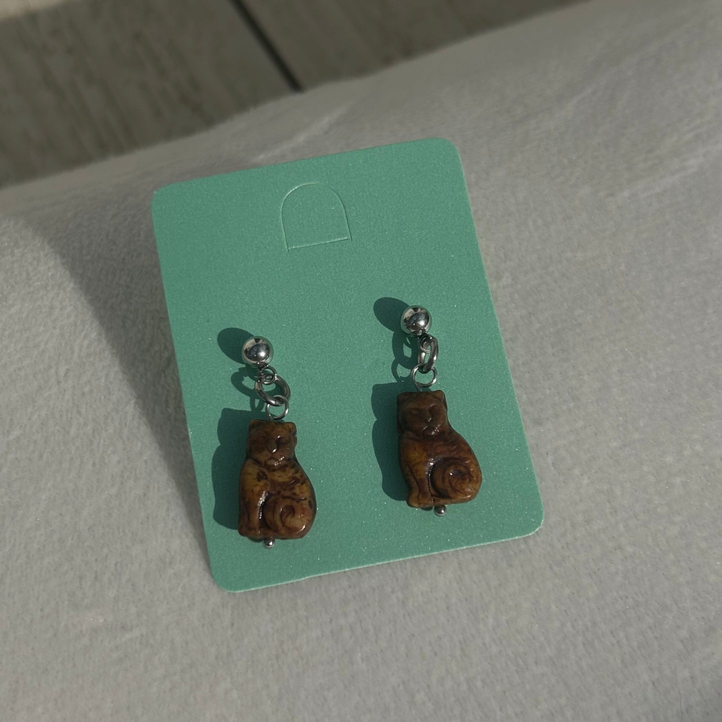 Glass Czech cat earrings