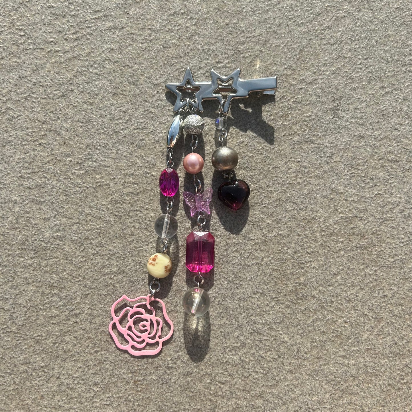 Pink beaded hair clip