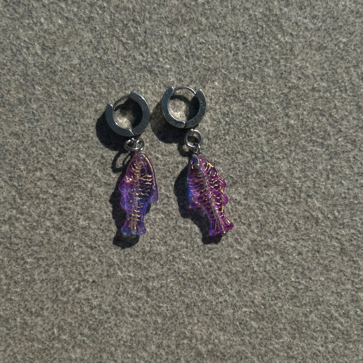 jelly blue & purple fish earrings