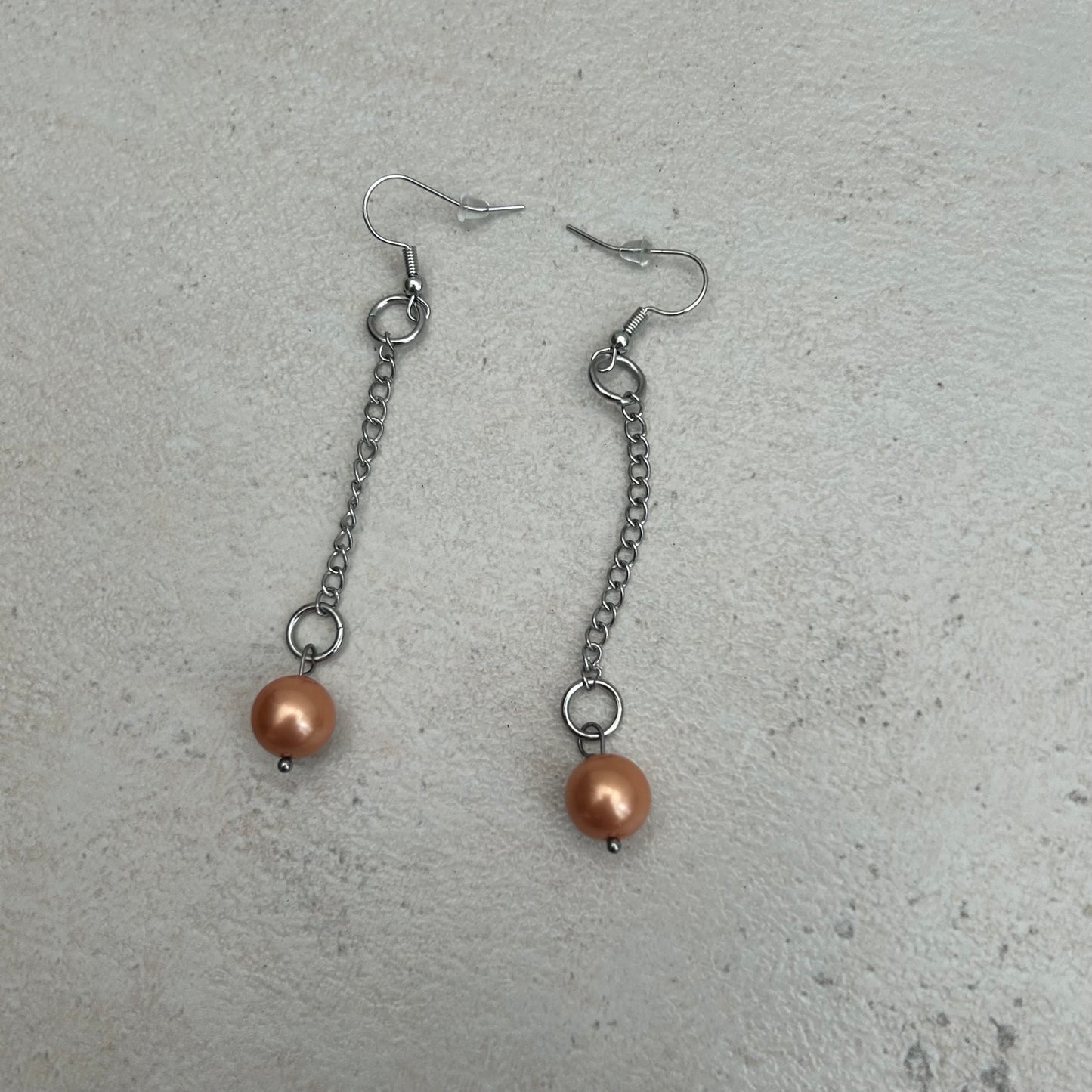 Glass pearl bead droplet earrings