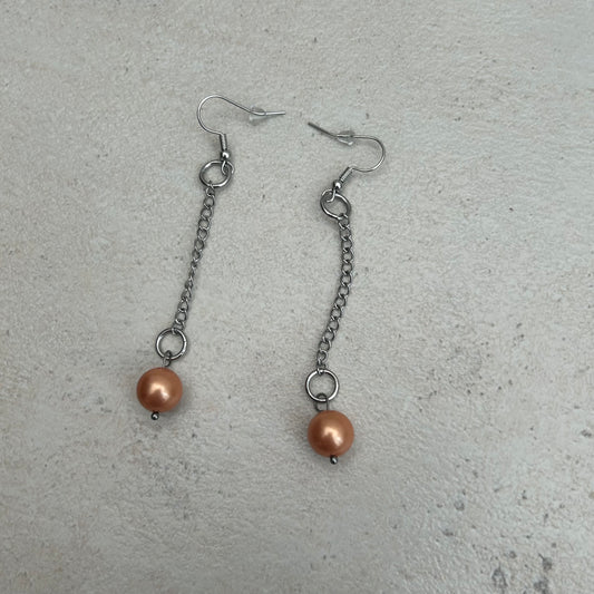 Glass pearl bead droplet earrings