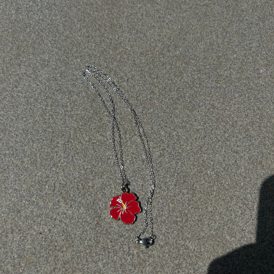 Hibiscus red flower necklace