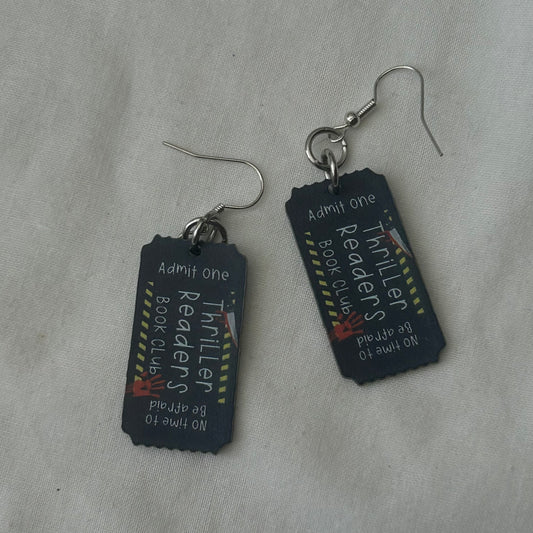 Thriller cinema ticket earrings