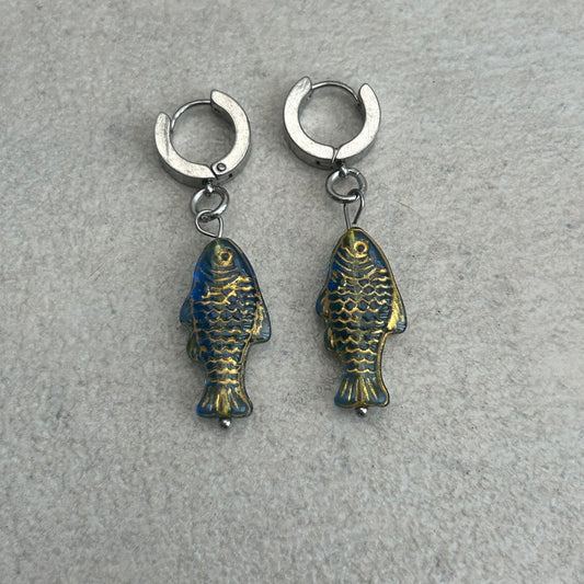 Gold on translucent blue