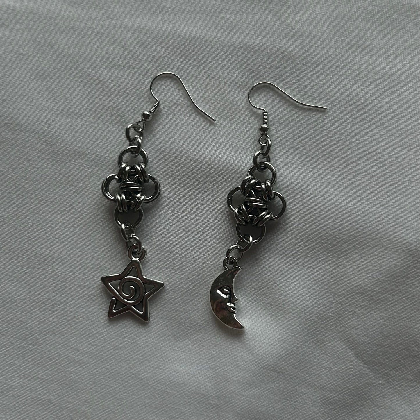 Chainmail celestial charm earrings