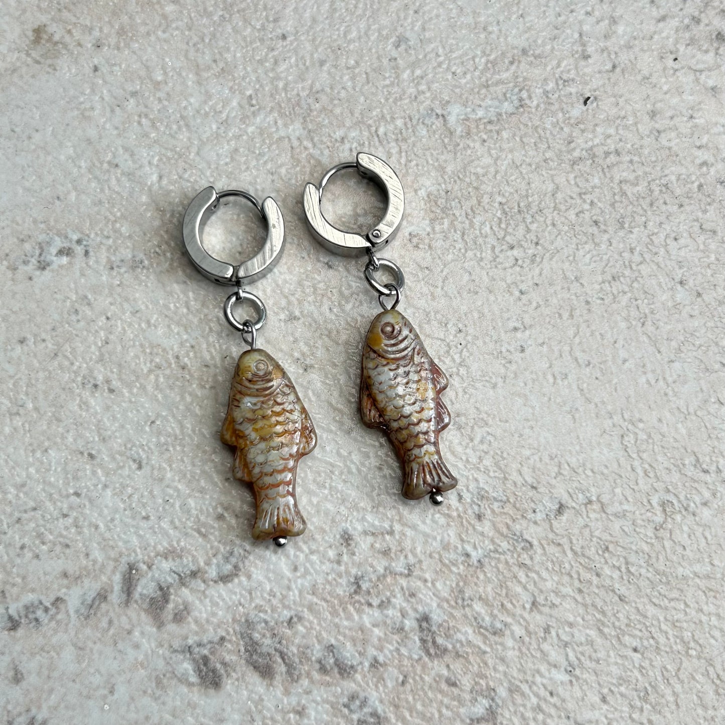 Egyptian brown fish earrings