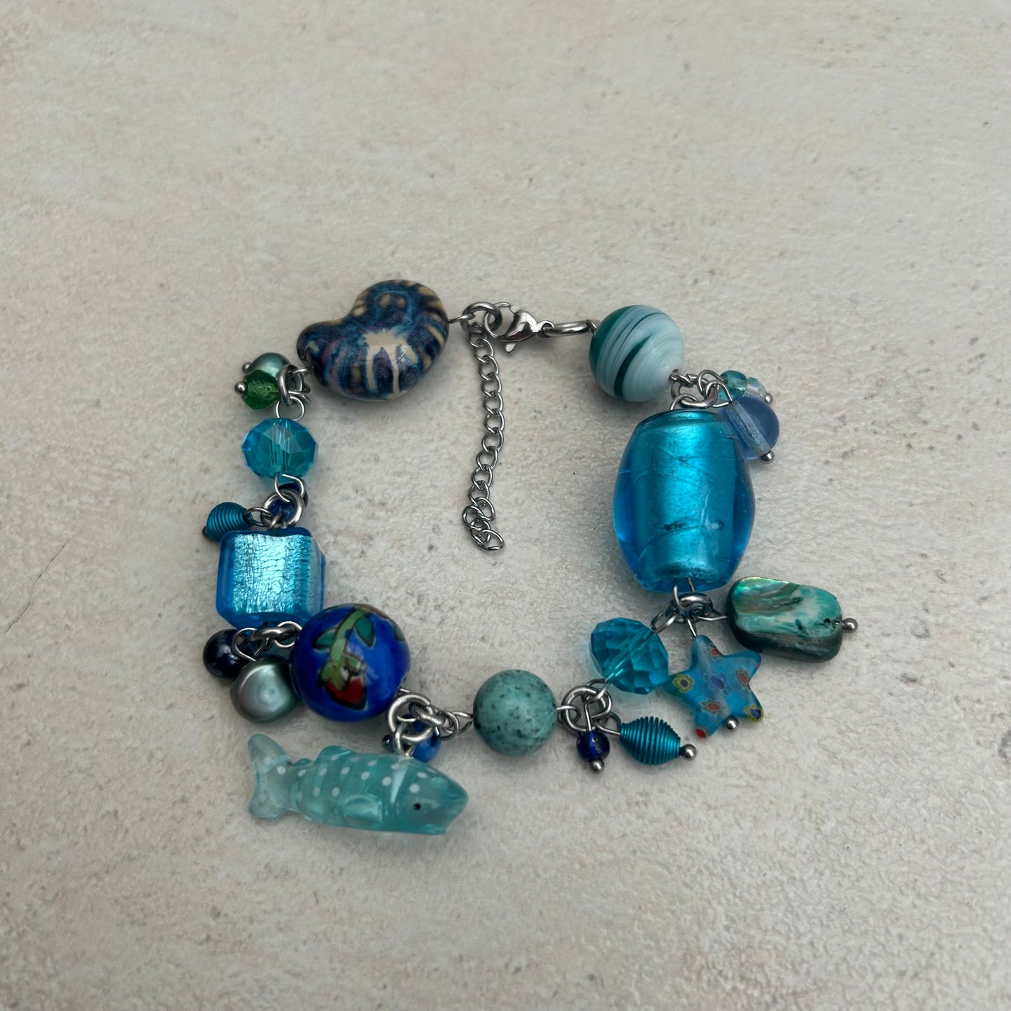Blue whale shark cluster bracelet