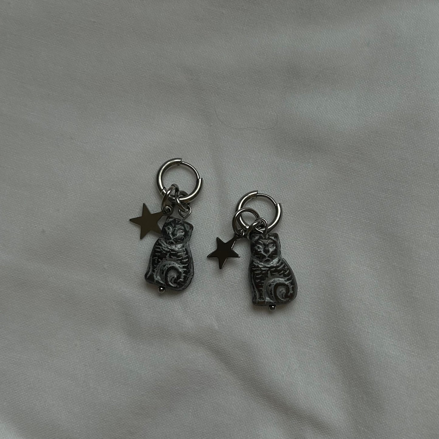 Glass cat earrings