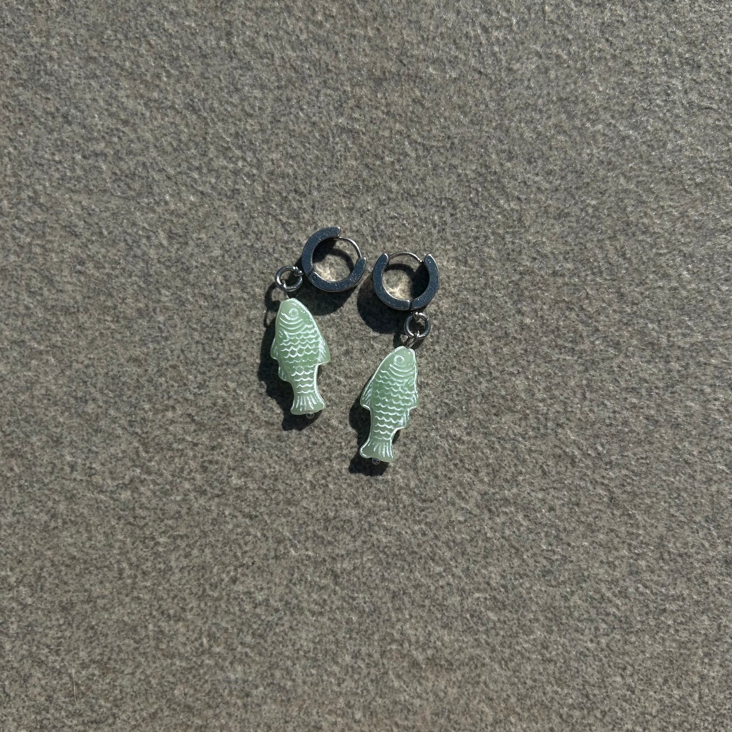 chalk teal fish earrings