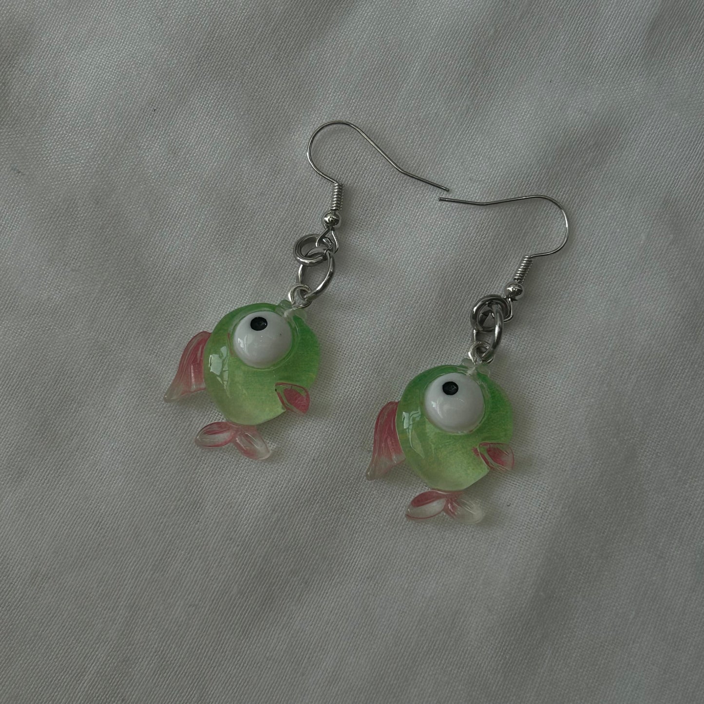 Acrylic green fish earrings